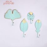 Porte-Clé mural en bois feuille