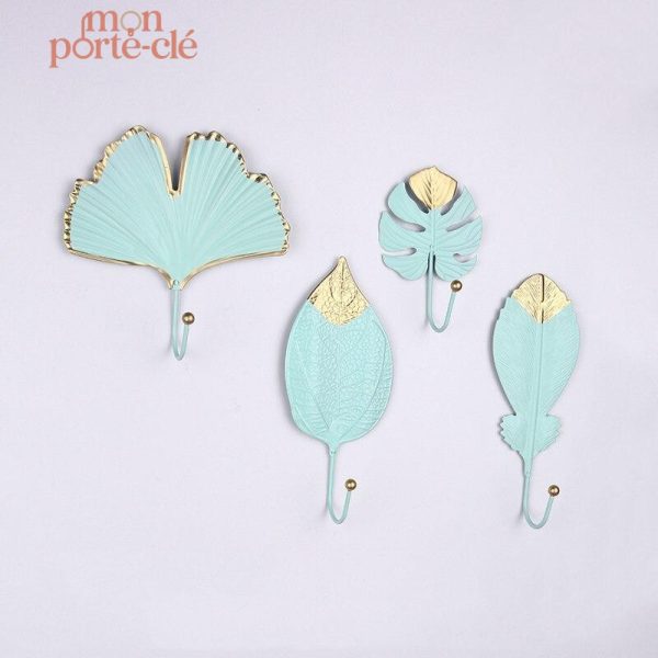 Porte-Clé mural en bois feuille