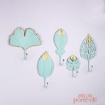 Porte-Clé mural minimaliste avec motif feuille