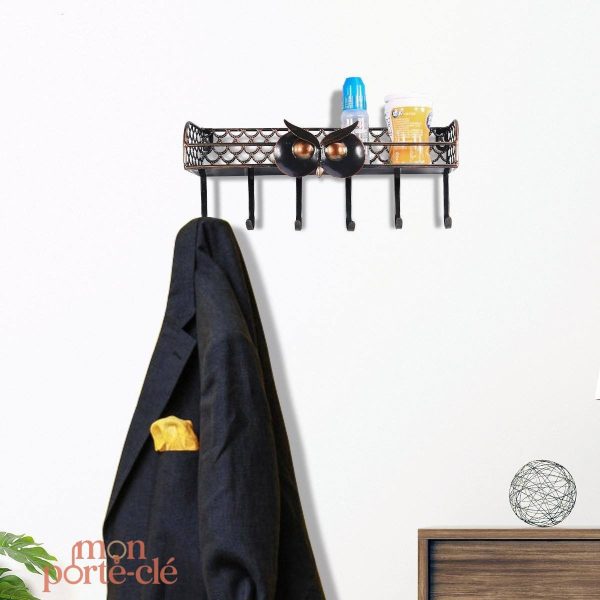 Porte-clés mural hibou au style rétro