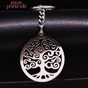 Porte-clé design arbre de vie, accessoire tendance en métal
