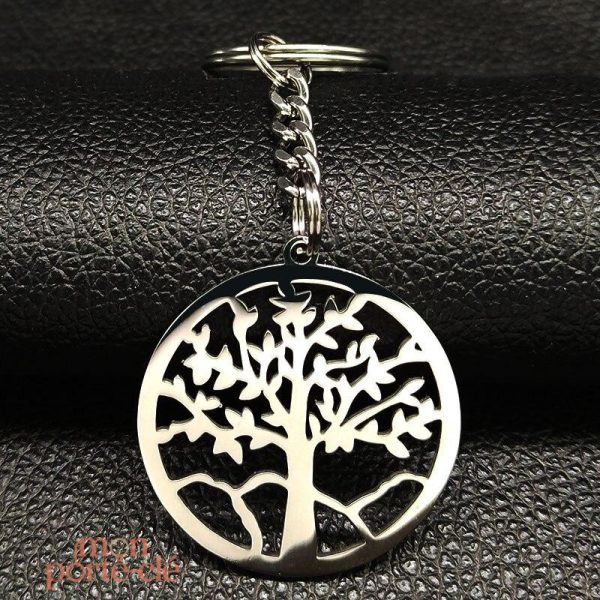 Porte-clé argenté en forme d'Arbre de Vie