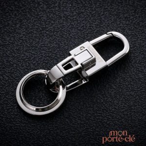 Porte-clé en acier homme avec attache mousqueton