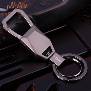 Porte-clé homme en acier, design géométrique moderne