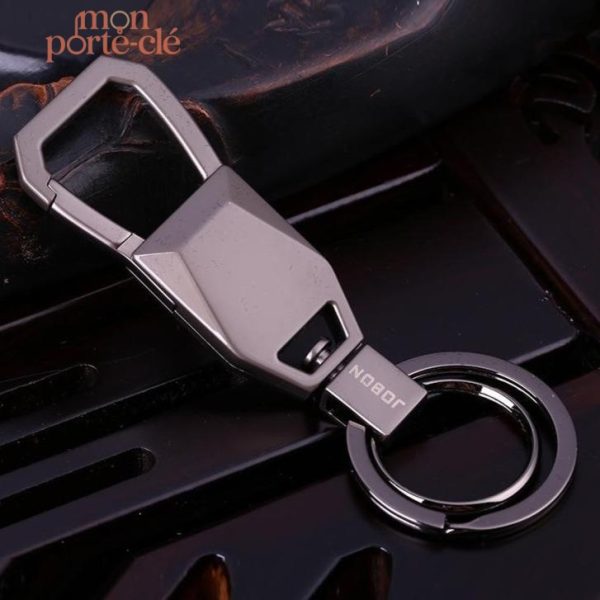 Porte-clé homme en acier, design géométrique moderne