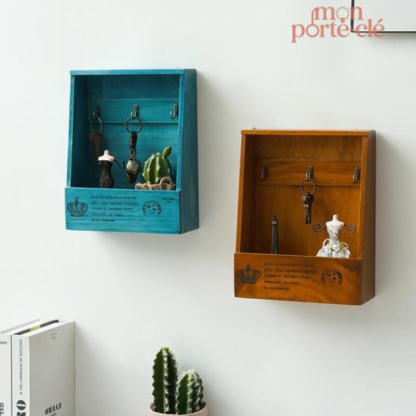 Porte-clé mural Campagne-Chic en bois décoratif