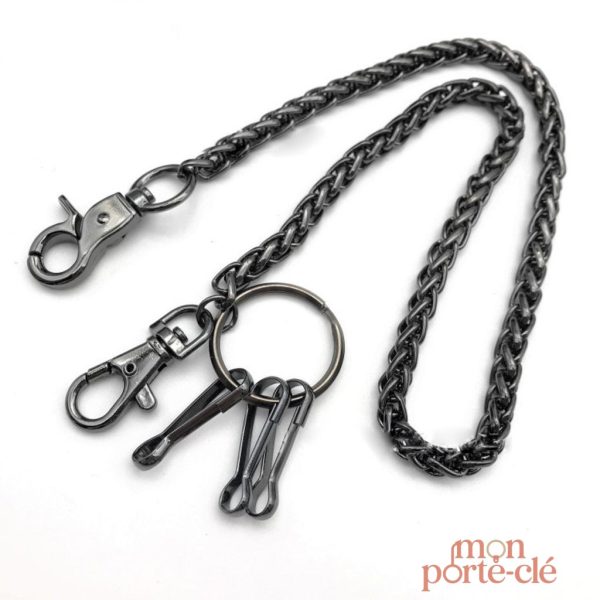 Porte-clé homme en acier, modèle La Chaîne Renégat