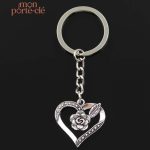 Porte-Clé Cœur La Rose Amoureuse en métal décoratif