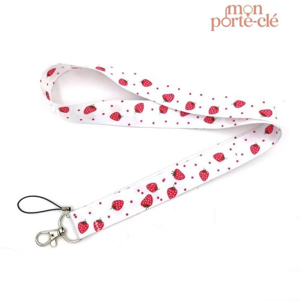 Porte-Clé Tour de Cou design Fraises Originales