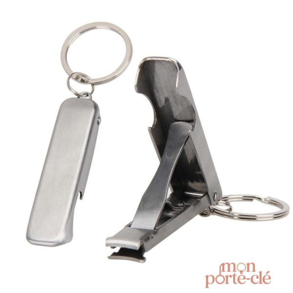 Porte-clé multifonction avec coupe-ongles en acier