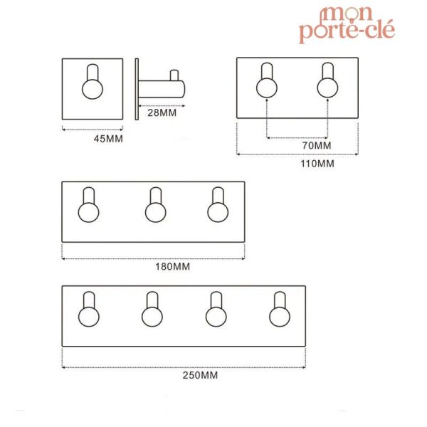 Rangement mural pour clés en argent