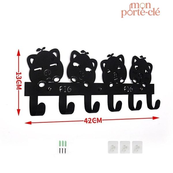 Porte-clé mural noir Kid's pratique