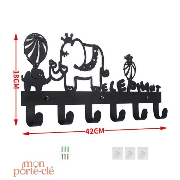 Porte-clé mural noir pour chambre d'enfants