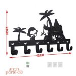 Porte-clé mural noir avec accroche facile