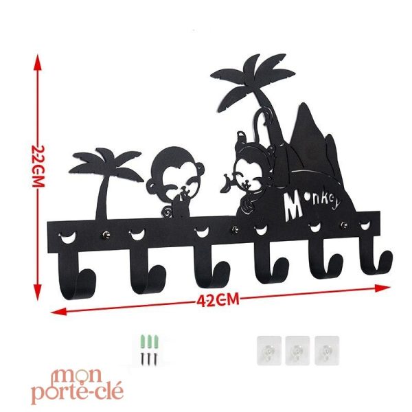 Porte-clé mural noir avec accroche facile