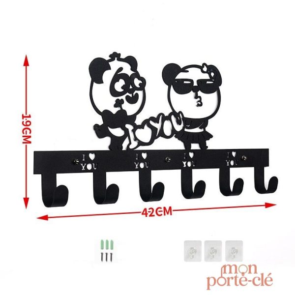 Porte-clé mural noir élégant pour enfants