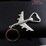 Porte-clé décapsuleur avion en acier