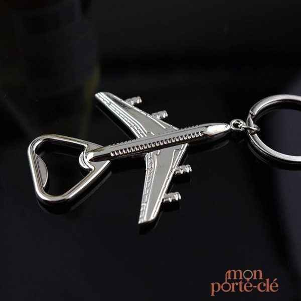 Porte-clé en forme d'avion, décapsuleur intégré
