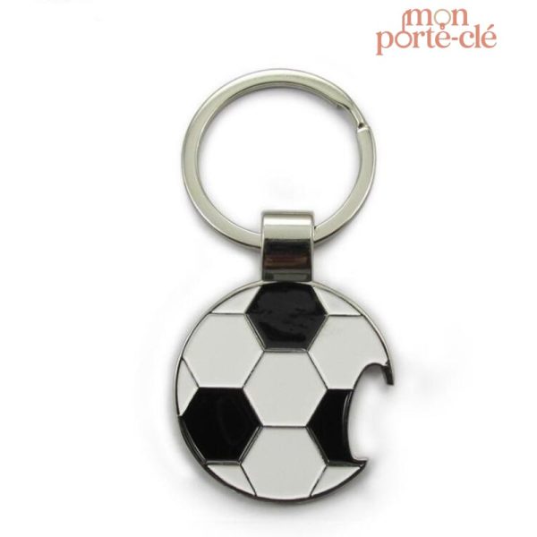 Décapsuleur porte-clé design ballon de foot en métal