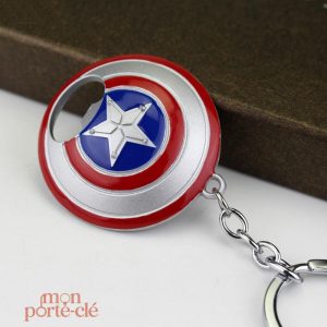Porte-clé Captain America en acier inoxydable