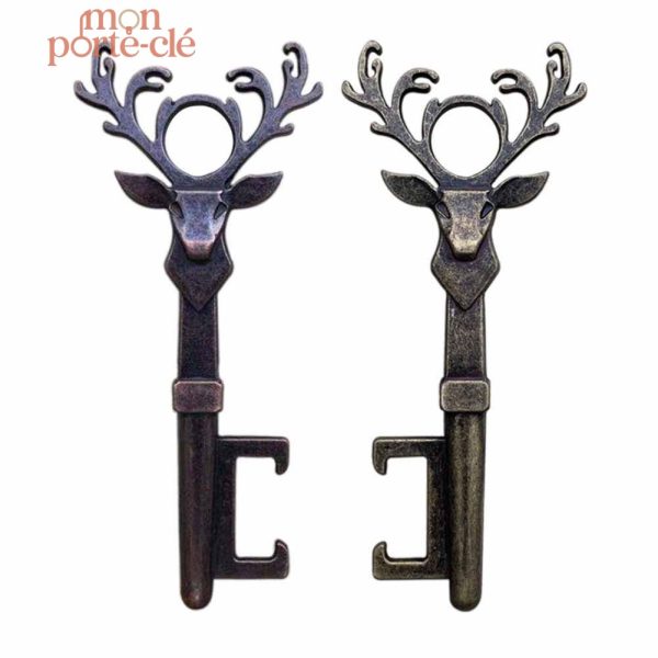 Porte-clé en acier, décapsuleur Le Cerf
