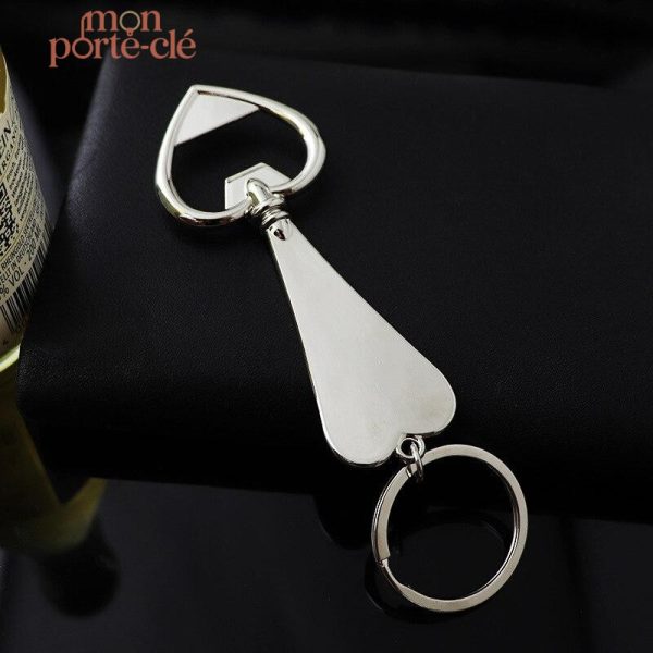 Porte-clé fonctionnel en acier, design cœur