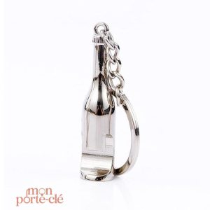 Porte-clé décapsuleur en forme de bouteille en acier