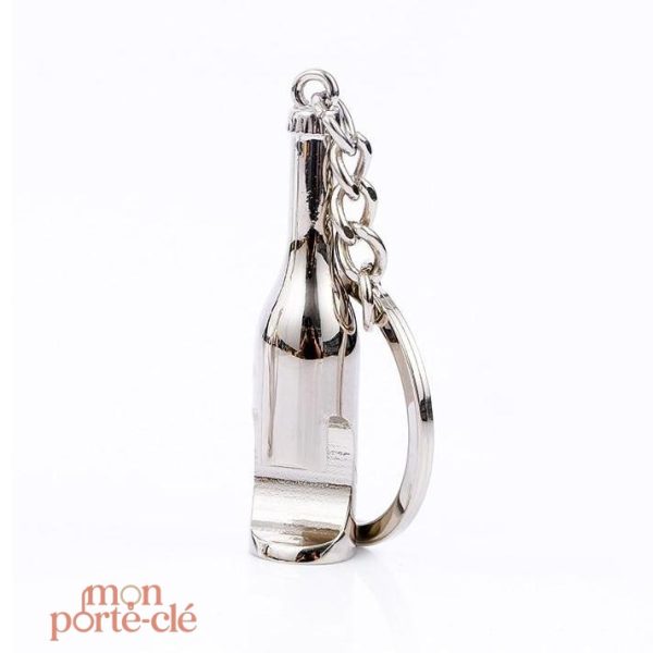 Porte-clé décapsuleur en forme de bouteille en acier
