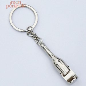 Décapsuleur porte-clé en acier, design bouteille innovant