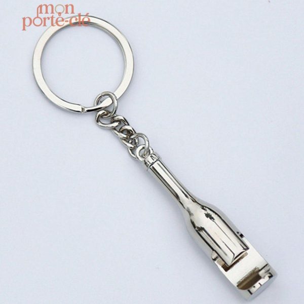 Décapsuleur porte-clé en acier, design bouteille innovant