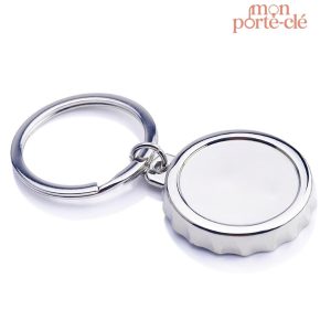 Porte-clé décapsuleur en acier forme de capsule
