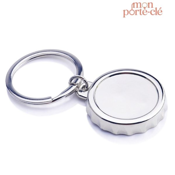 Porte-clé décapsuleur en acier forme de capsule