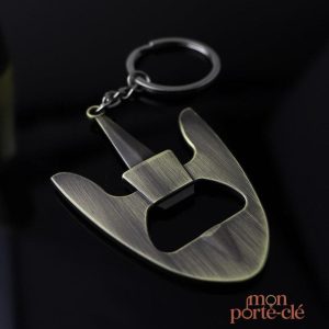 Décapsuleur porte-clé design fusée en acier