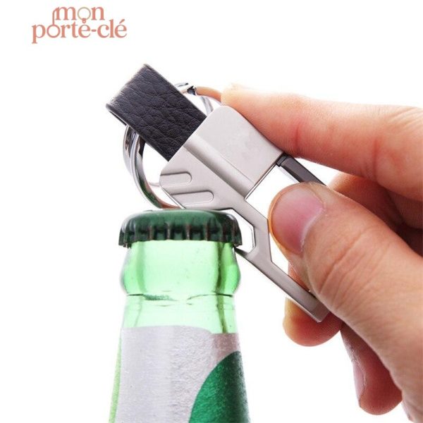 Porte-clé multifonction avec décapsuleur intégré en acier