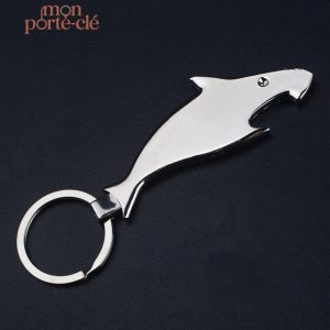 Porte-Clé Décapsuleur Requin Poli en Acier