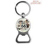 Porte-clé décapsuleur Route 66 en acier
