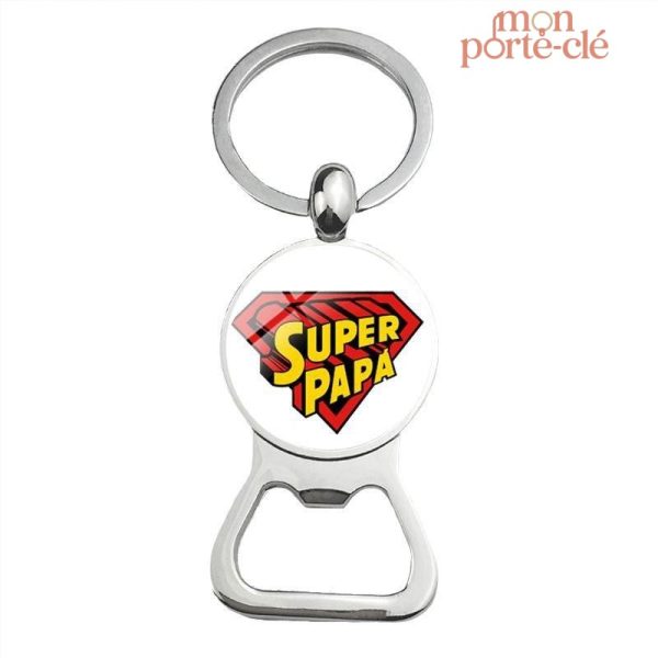 Porte-clé décapsuleur Super Papa en acier durable