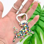 Porte-clé en acier, motif mosaïque taureau