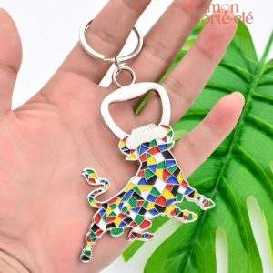 Porte-clé en acier, motif mosaïque taureau