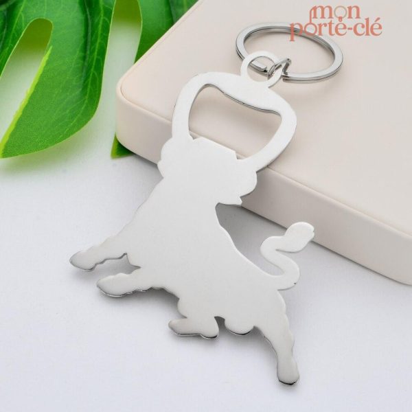 Porte-clé design taureau, fonction décapsuleur