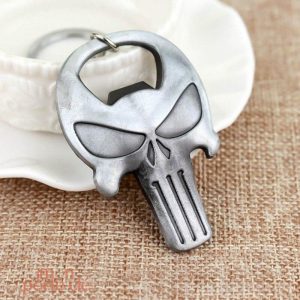 Porte-clé stylé en forme de crâne, acier durable