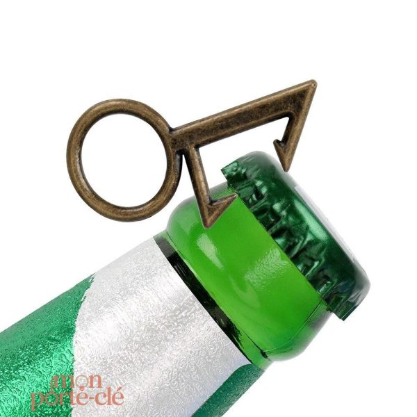 Porte-clé en acier avec fonction décapsuleur intégrée