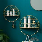 Porte-Clé Mural Étagère Dorée