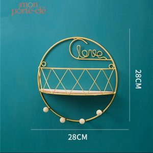 Rangement mural porte-clé au design doré