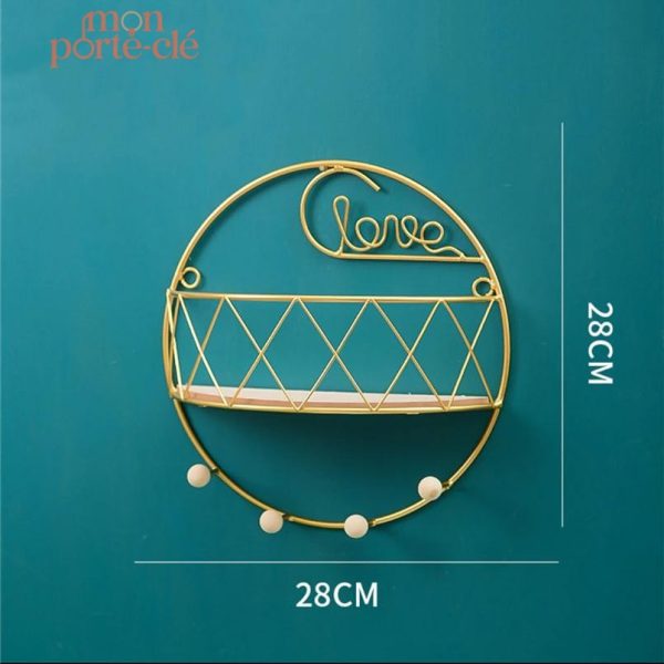 Rangement mural porte-clé au design doré