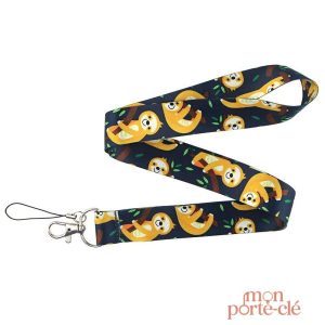 Porte-Clé Paresseux pour enfants sur un tour de cou