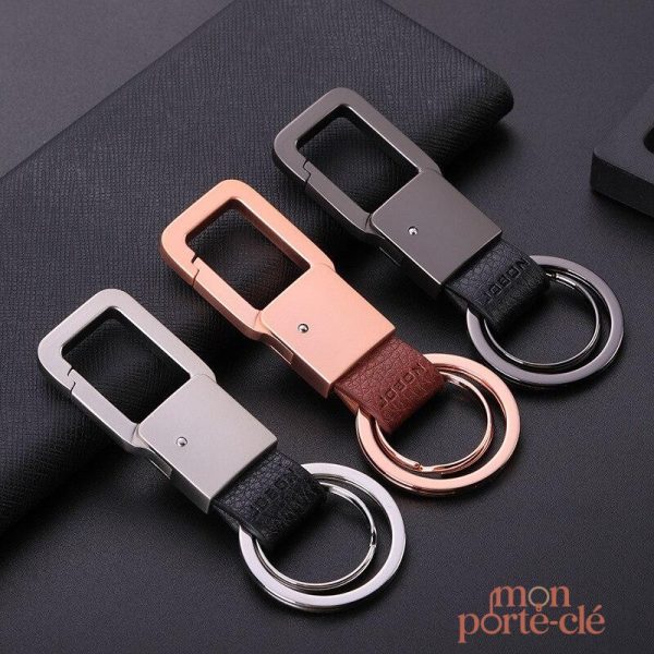 Porte-clé cuir avec mousqueton carré stylé