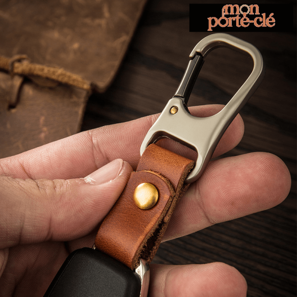 Mousqueton en cuir élégant pour porte-clé