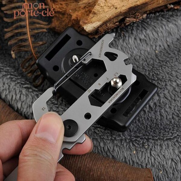 Porte-clé robuste, multifonction en acier