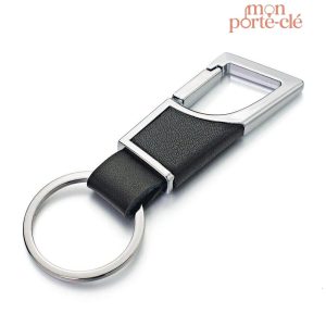 Porte-clé cuir avec mousqueton angulaire